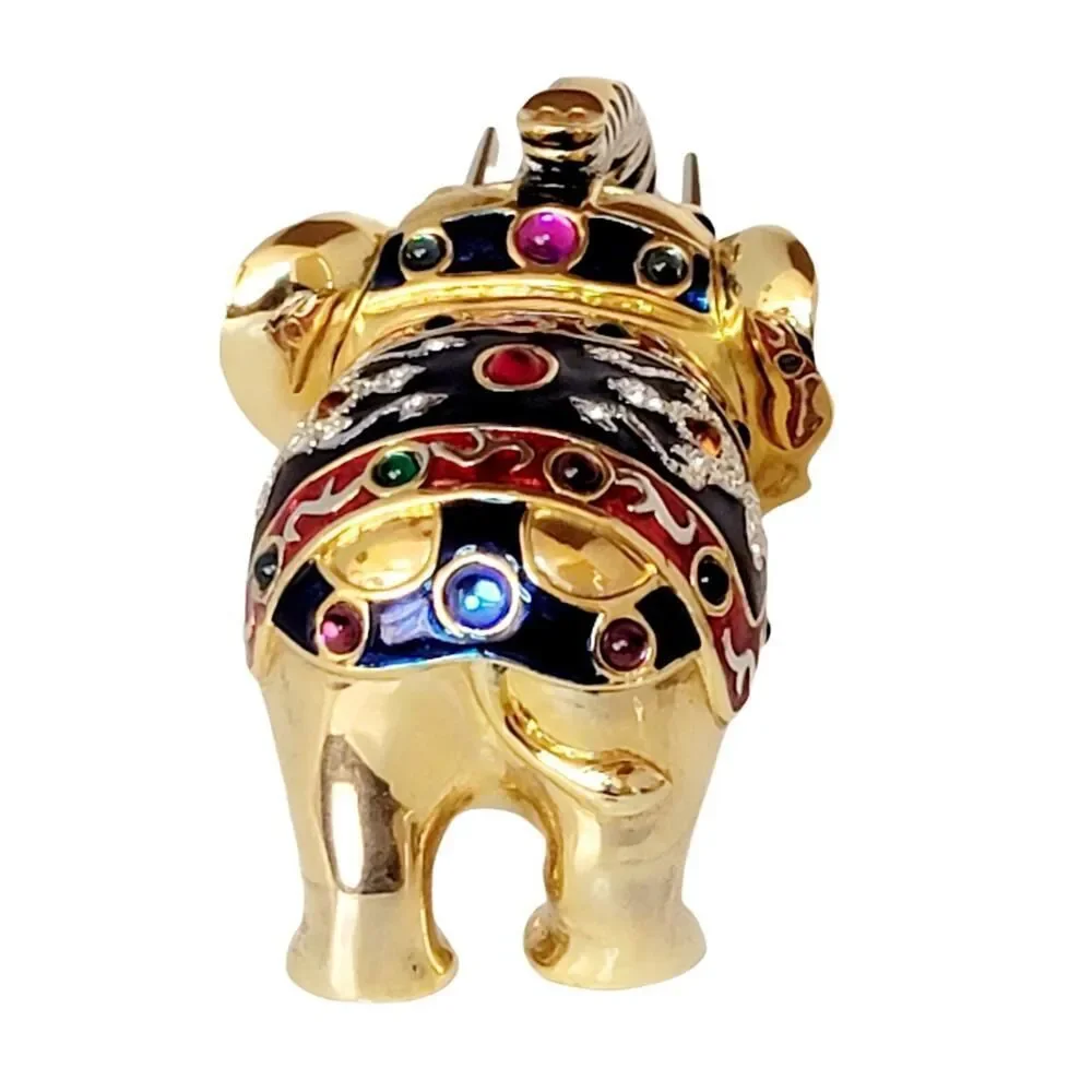 Vtg Trinket Jewelry Box Made with Swarovski Crystal Decorative Elephant Figurine